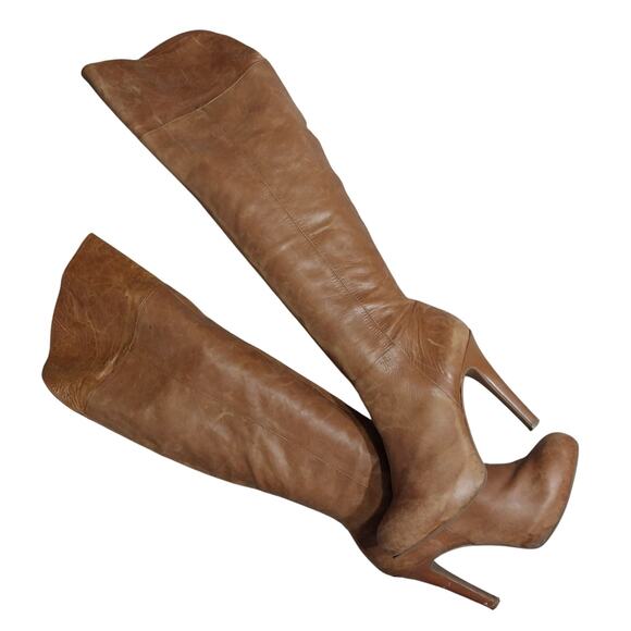 JESSICA SIMPSON! FAWN BEIGE/BROWN GENUINE LEATHER OVER THE KNEE BOOTS! SZ 9M - Picture 12 of 12